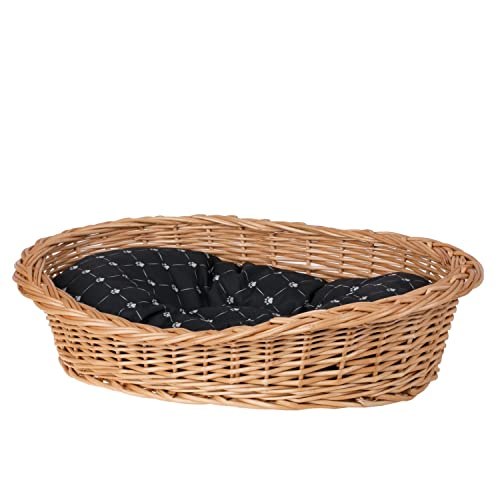 e-wicker24 Hundekorb aus Weide in Naturfarbe Tierkorb aus Korbgeflecht Katzenkorb Tierbett mit Kissen Hundebett Katzenbett (40x30 H14, Schwarz) von e-wicker24 Alles aus Weide