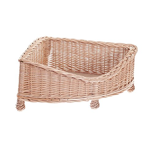 e-wicker24 Alles aus Weide Lager aus Weide für Hund/Katze mit Weichen Kissen Liegestuhl für Tiere Katzenlager/Hundlager Hundebett/Katzenbett 53x53 H14/25 von e-wicker24 Alles aus Weide