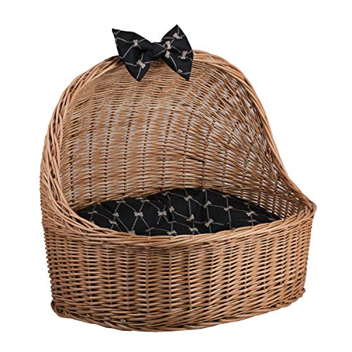 e-wicker24 Cremefarbene Tierhütte aus Weide (Natur_schwarz) von e-wicker24 Alles aus Weide