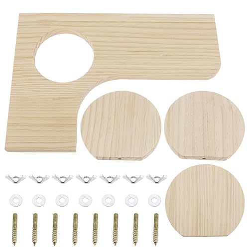 eMagTech 4-teilig Set L-Form mit Löchern/Runde Holzplattform Standplattform für Hamster Rennmäuse Chinchillas Papageien Natürlicher Lebensraum für Hamsterkäfige Zubehör von eMagTech