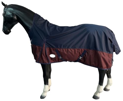 Outdoor Winterdecke Turnout 100% Wasserdicht 600D 50G Fulling Highneck Multi Farbe Navy/Burgundy - 155cm von eQuitack Your Passion Is Our Mission