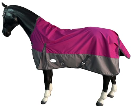 Outdoor Winterdecke Turnout 100% Wasserdicht 600D Highneck 100G Fulling Multi Farbe Raspberry/Grau - 155cm von eQuitack Your Passion Is Our Mission