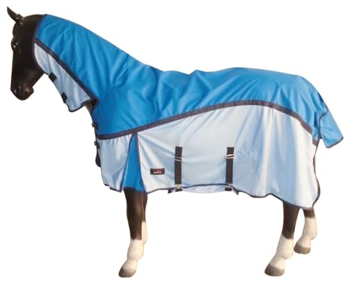 eQuitack Your Passion Is Our Mission Regendecke Fliegendecke 600D Wasserdicht BLAU & GRAU 2-in-1 Blau - 105cm von eQuitack Your Passion Is Our Mission