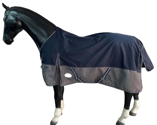 Regendecke Winterdecke Turnout 100% Wasserdicht 600D mit Fleece Lining Multi Farbe Navy/Grau - 125cm von eQuitack Your Passion Is Our Mission