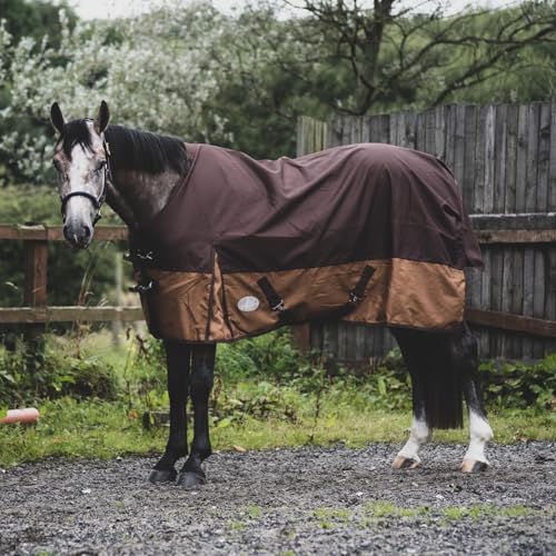 eQuitack Your Passion Is Our Mission Outdoor Winterdecke Turnout 100% Wasserdicht 1200 Denier Regendecke mit Fleece Lining - Dark Brown/Light Brown 135cm von eQuitack Your Passion Is Our Mission