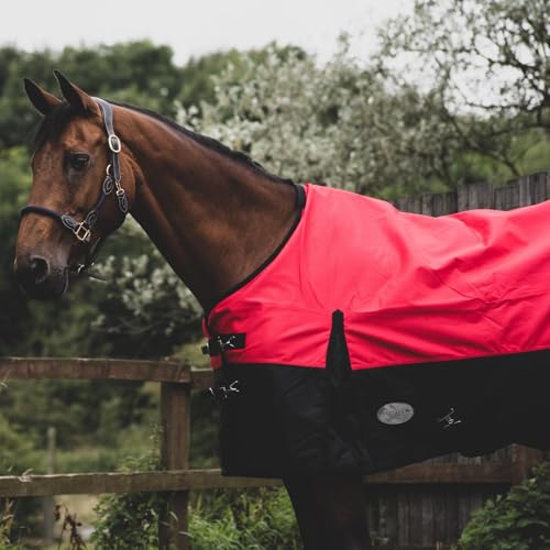 eQuitack Your Passion Is Our Mission Outdoor Winterdecke Turnout 100% Wasserdicht 1200 Denier Regendecke mit Fleece Lining - Red/Black 145cm von eQuitack Your Passion Is Our Mission