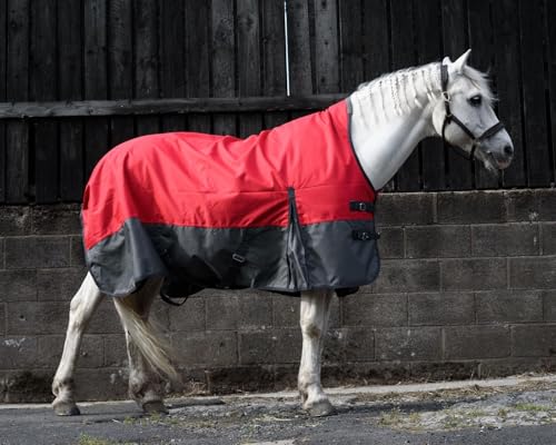 eQuitack Your Passion Is Our Mission Outdoor Winterdecke Turnout 100% Wasserdicht 1200D 100G Fulling Highneck - Raspberry/Grau 155cm von eQuitack Your Passion Is Our Mission