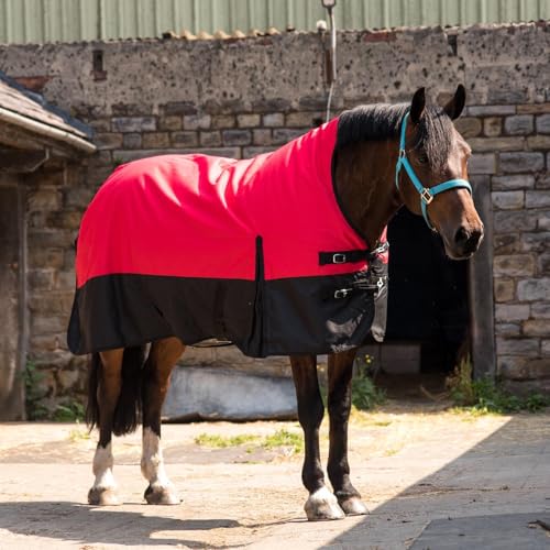 eQuitack Your Passion Is Our Mission Outdoor Winterdecke Turnout 100% Wasserdicht 1200D 200G Fulling Highneck - Rot/Schwarz 145cm von eQuitack Your Passion Is Our Mission