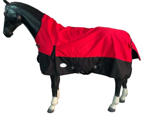 eQuitack Your Passion Is Our Mission Outdoor Winterdecke Turnout 100% Wasserdicht 1200D 200G Fulling - Rot/Schwarz 135cm von eQuitack Your Passion Is Our Mission