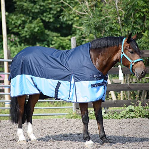 eQuitack Your Passion Is Our Mission Outdoor Winterdecke Turnout 100% Wasserdicht 600D 50G Fulling Navy/Baby Blue - 165cm von eQuitack Your Passion Is Our Mission