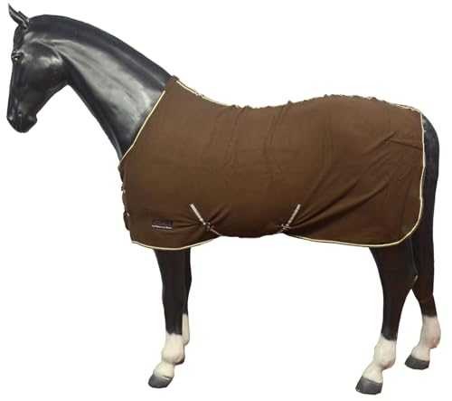 eQuitack Your Passion Is Our Mission Pferde Abschwitzdecke mit Kreuzbegurtung Fleece Multi-Farbe - Braun/Weisse 125cm von eQuitack Your Passion Is Our Mission