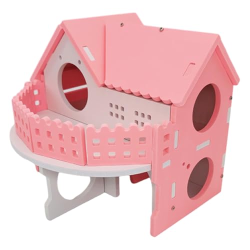 eexuujkl Hamsterhaus, sichere Inhaltsstoffe, ungiftig, geruchlos, Kratzfest, Villa, kleines Haustier, PVC, Hamster Villa, runde Kante, Rosa von eexuujkl