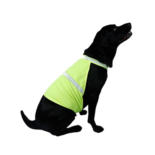eexuujkl Stand Out Warnweste für Hunde, strapazierfähiges Polyester, hohe Sichtbarkeit, Fluoreszierende Hundeweste, reflektierende Weste für Hunde, stilvoll, Zitronengelb, L von eexuujkl