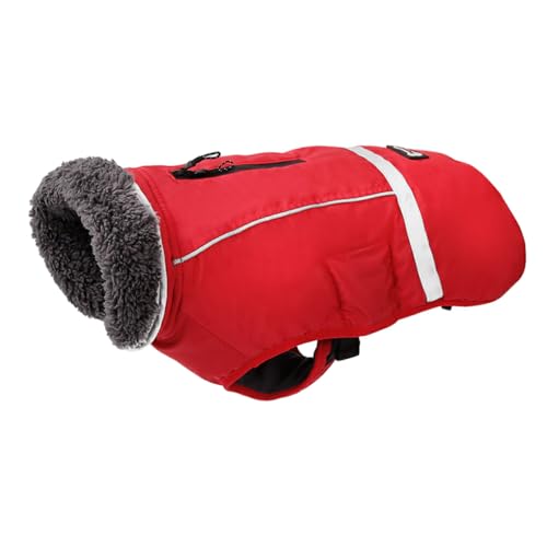 eexuujkl Stilvoller und Warmer, wasserdichter Haustiermantel mit angenehm zu tragender Hunde Winterkleidung, Nylon Hunde Winterjacke, Welpentuch, Rot, XL von eexuujkl