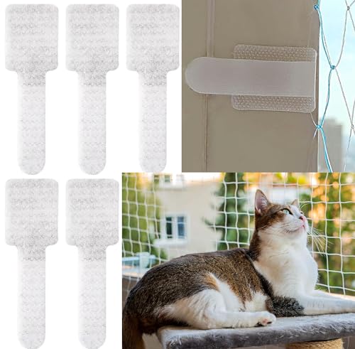 ehomiiii 50-teilige Set für klebende Haken - Outdoor-Katzenschutznetz für Balkone ohne Bohren, einfach anzubringen, universell für Balkon- und Fenstersicherheit von ehomiiii