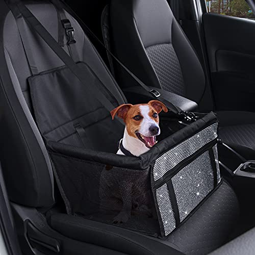 eing Hunde-Autositz für kleine Hunde, mit Diamant-Reisebox, robuster Auto-Hundesitz oder Welpenautositz für kleine bis mittelgroße Hunde, Katzen (weiß) von eing