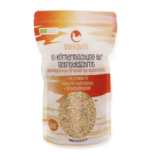 Eivolution Bio-Körnermischung aus Getreideschrot mit Oregano-Öl - Naturland Zertifiziert - 3 kg - Für Hühner, Wachteln, andere Geflügel von eivolution