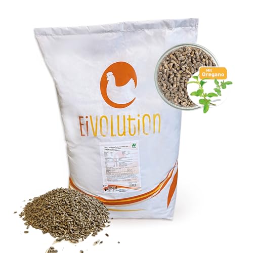 Eivolution Bio-Legehennen-Pellets mit Oregano-Öl für Geflügel 14kg - Für Hühner und Wachteln - Hühnergesundheit - probiotisch - Kräuterpellets von eivolution