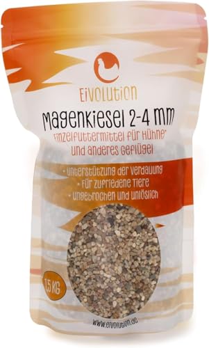 eivolution Magenkiesel für Geflügel 2-4 mm - 1,5 kg - biotauglich - Fördert Beschäftigung und Zufriedenheit der Tiere von eivolution