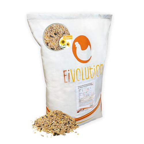 Eivolution 28 kg Premium Bio Körnermischung für Hühner & Geflügel - Energiereiches Futter mit Weizen, Mais, Gerste, Sonnenblumenkernen - Für Legehennen, Gänse, Enten, Wachteln von eivolution