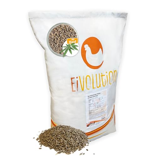 Eivolution Bio Hühnerfutter Hanf-Pellets ohne Soja | 14 kg | nährstoffreich & aromatisch | Naturland zertifziert von eivolution