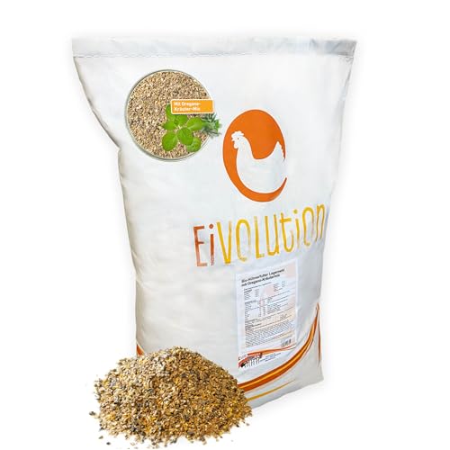 Eivolution Bio-Hühnerfutter Legemehl mit Oregano-Kräutermix 14 kg – Vollwertiges Alleinfutter für Legehennen, Wachteln und Geflügel – Natürlich, Gesund & Lecker von eivolution