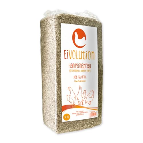 eivolution Hanfeinstreu I 14 KG I Für Hühner, Nager wie Meerschweinchen und Kaninchen & Pferde | Extrem Saugfähig & Geruchsbindend I Staubarm von eivolution