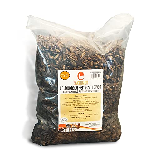 Eivolution Soldatenfliegenlarven getrocknet - 2,5kg - Reich an Protein - Hochwertiges Insektenfutter für Hühner - auch geeignet als Vogel-, Fisch oder Wachtelfutter von eivolution