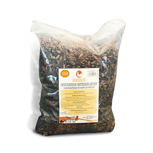 Eivolution Soldatenfliegenlarven getrocknet - 800g - Reich an Protein - Hochwertige Hermetialarven als Hühnerfutter - oder Vogel-, Fisch oder Wachtelfutter von eivolution