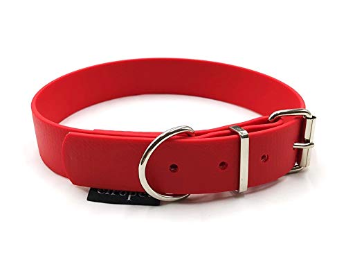 Biothane Hundehalsband 25mm Breit verstellbar S/M/L/XL Hundehalsband wasserbweisend (Rot, XL 51-57 cm) von elropet