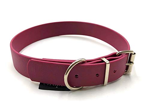 Biothane Hundehalsband 25mm Breit verstellbar S/M/L/XL Hundehalsband wasserbweisend (Bordeaux, L 46-52 cm) von elropet