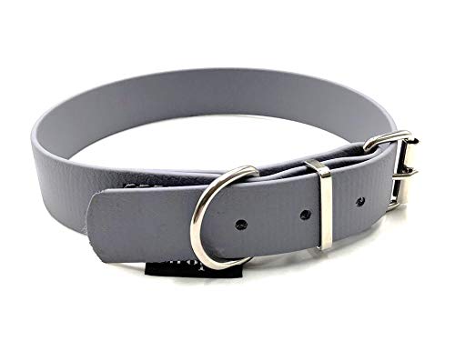 Biothane Hundehalsband 25mm Breit verstellbar S/M/L/XL Hundehalsband wasserbweisend (Grau, L 46-52 cm) von elropet