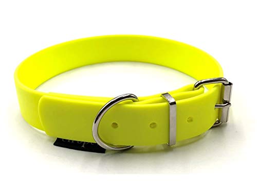 Biothane Hundehalsband 25mm Breit verstellbar S/M/L/XL Hundehalsband wasserbweisend (Neongelb, L 46-52 cm) von elropet