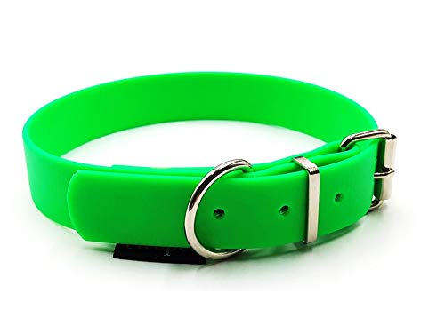 Biothane Hundehalsband 25mm Breit verstellbar S/M/L/XL Hundehalsband wasserbweisend (Neongrün, M 41-47 cm) von elropet