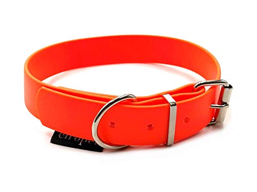 Biothane Hundehalsband 25mm Breit verstellbar S/M/L/XL Hundehalsband wasserbweisend (Neonorange, M 41-47 cm) von elropet