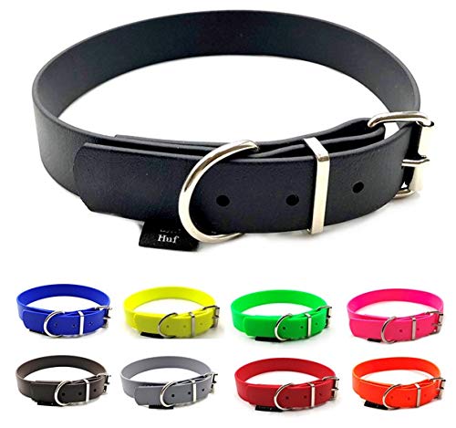 Biothane Hundehalsband 25mm Breit verstellbar S/M/L/XL Hundehalsband wasserbweisend (Schwarz, S 35-42 cm) von elropet