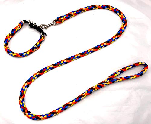 elropet Hundeleine Führleine Navajo 1-3m + Hundehalsband S-XL für mittlere/große Hunde bis 40 KG (Halsband M 43-48 cm, Navajo-Leine 3 m) von elropet