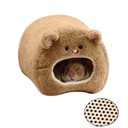 Emours Warmes Haustierbett / Hängehöhle für nicht ausgewachsene, kleine Pelztiere, für Ratten/Hamster, Fleece, zum Aufhängen, süßes Teddy-Design, mit Schlafeinlage von emours