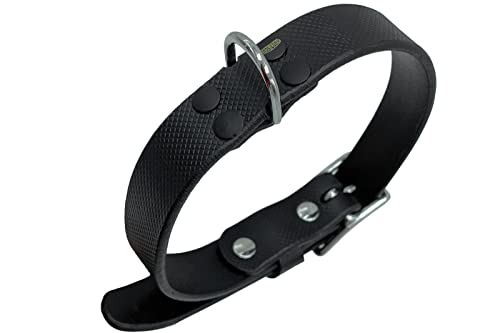 Lederhalsband Hund, Hundehalsband für den großen, mittleren und kleinen Hund,hundezubehör (L verstellbar 43–53 cm, Höhe 2,5 cm, Schwarz Rev) von ends cuoio