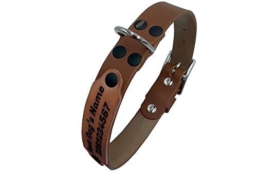 Personalisiertes hundehalsband, lederhalsband Hund, Hundehalsband für den großen, mittleren und kleinen Hund, hundezubehör (L verstellbar 43–53 cm, Höhe 2,5 cm, Desert Tan) von ends cuoio