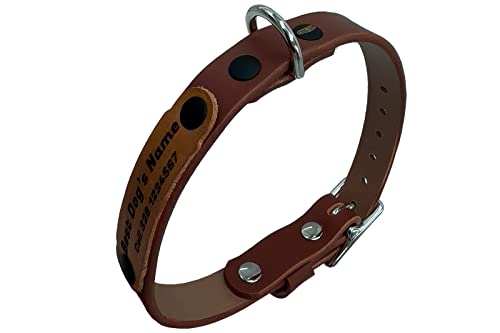 Personalisiertes hundehalsband, lederhalsband Hund, Hundehalsband für den großen, mittleren und kleinen Hund, hundezubehör (M verstellbar 35–45 cm, Höhe 2 cm, Dunkelbraun) von ends cuoio