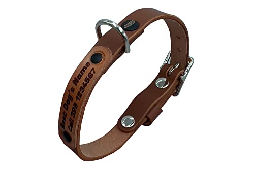 Personalisiertes hundehalsband, lederhalsband Hund, Hundehalsband für den großen, mittleren und kleinen Hund, hundezubehör (S verstellbar 31–37 cm, Höhe 1,5 cm, Desert Tan) von ends cuoio