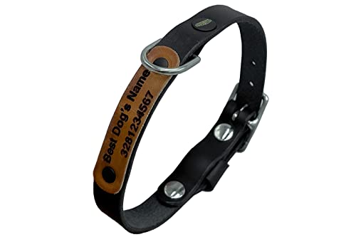 Personalisiertes hundehalsband, lederhalsband Hund, Hundehalsband für den großen, mittleren und kleinen Hund, hundezubehör (S verstellbar 31–37 cm, Höhe 1,5 cm, Schwarz) von ends cuoio