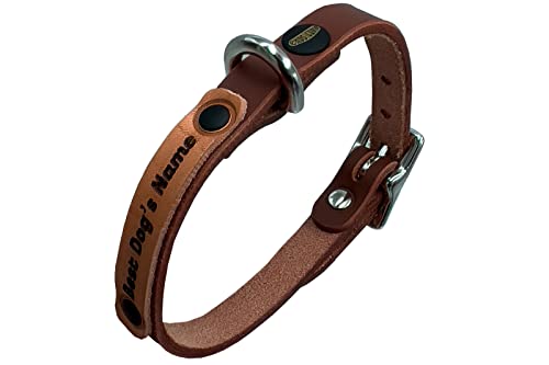 Personalisiertes hundehalsband, lederhalsband Hund, Hundehalsband für den großen, mittleren und kleinen Hund, hundezubehör (XS verstellbar 26–32 cm, Höhe 1 cm, Dunkelbraun) von ends cuoio