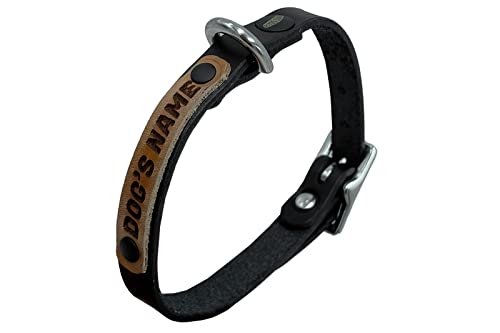 Personalisiertes hundehalsband, lederhalsband Hund, Hundehalsband für den großen, mittleren und kleinen Hund, hundezubehör (XS verstellbar 26–32 cm, Höhe 1 cm, Schwarz) von ends cuoio