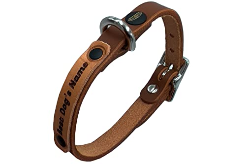 Personalisiertes hundehalsband, lederhalsband Hund, Hundehalsband für den großen, mittleren und kleinen Hund, hundezubehör (XXS verstellbar 21–27 cm, Höhe 1 cm, Desert Tan) von ends cuoio