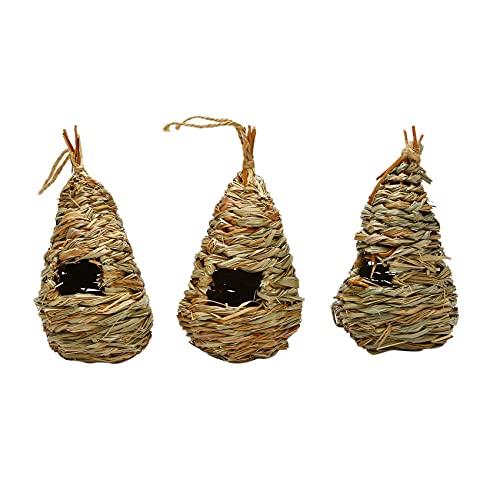 ensecoo 3Pack Gras HüTte, GemüTlicher Ruhe Platz für VöGel, Bietet Schutz Vor Kaltem Wetter, Handgewebte VogelhäUser Nest Perfekt für & Kanarienvogel von ensecoo