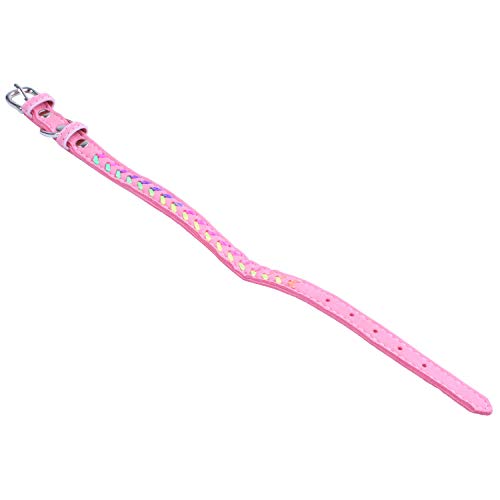 ensecoo Geflochtenes, KüHles, Stilvolles, Geflochtenes, Weich Gepolstertes Haustierhalsband für Kleine, MittelgroßE, GroßE Haustiere, S-Rosa von ensecoo