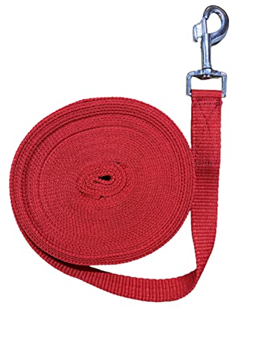 Longe mit Drehkarabiner Longierleine aus Nylon-Gurtband (Rot) von equi-deluxe