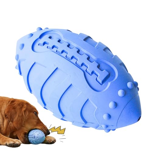 ereqeip Kauspielzeug für Hunde | Quietschender Gummi-Kaufußball,Robuste, robuste, leicht zu reinigende Beißbälle für Hunde, Spielzeug zum Zahnen und zur Zahnreinigung von ereqeip